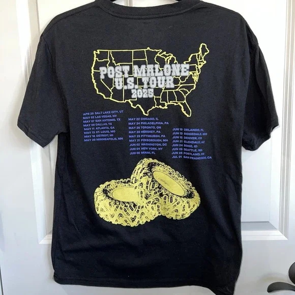 Post Malone U.S.‎ Tour 2025 Official Posty Co. Double Sided Concert TShirt XS - Picture 2 of 6